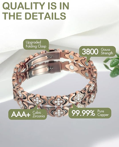 Diystar® Magnetic Copper Bracelet for Women. Pure Copper Magnetic Bracelet with 3800 Gauss Effective Magnets