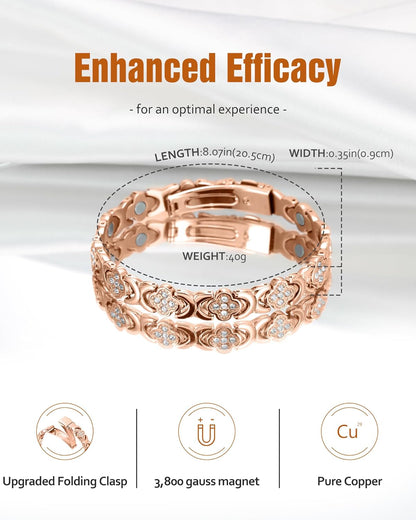 Diystar® Magnetic Copper Bracelet for Women. Pure Copper Magnetic Bracelet with 3800 Gauss Effective Magnets