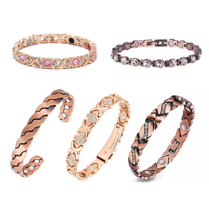 Diystar® Magnetic Copper Bracelet for Women. Pure Copper Magnetic Bracelet with 3800 Gauss Effective Magnets